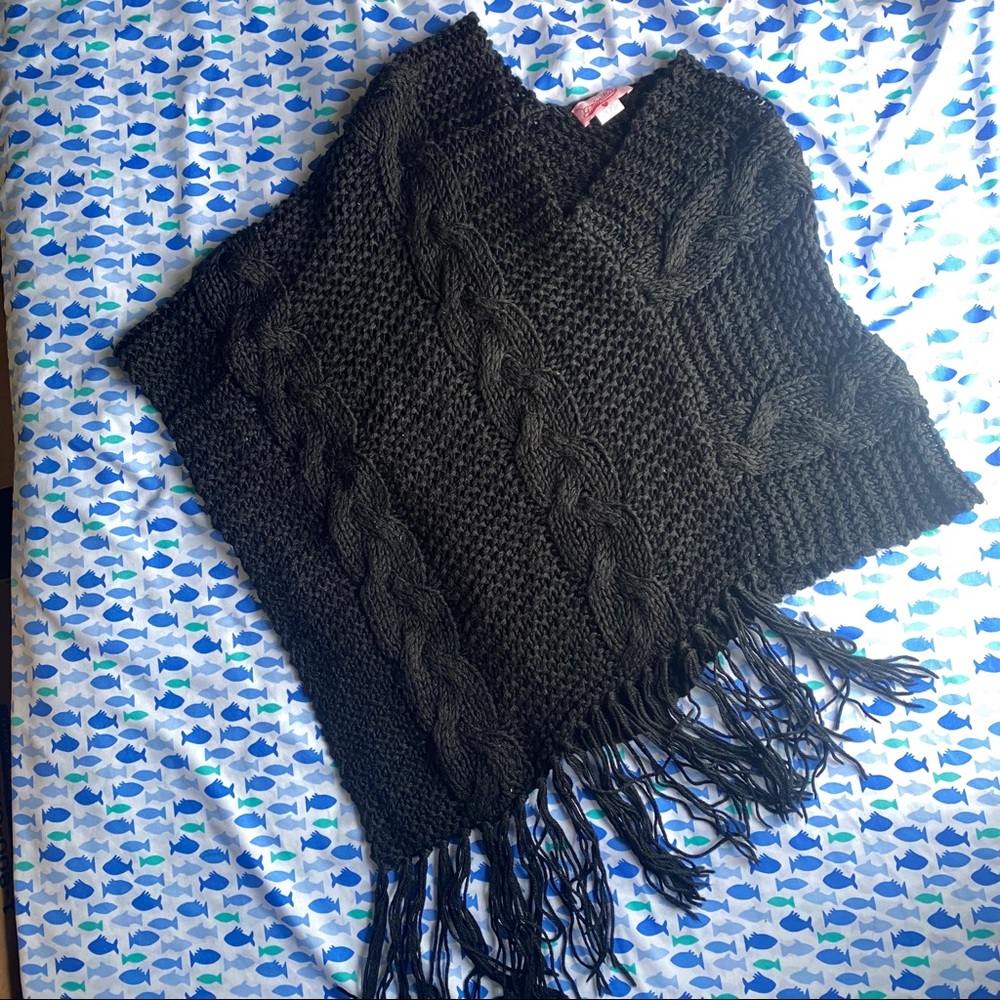 Black Fringe Knit Sweater